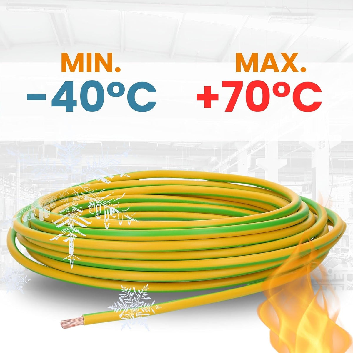 Lapp 100 Meter 4520001 H07V-K 1,5 mm² grün / gelb Verdrahtungsleitung I Aderleitung flexibel I Litze 1,5mm2 I Verdrahtung feindrätig I Einzelleitung Zählerschrank I Kabel eindrähtig für Schaltschrank