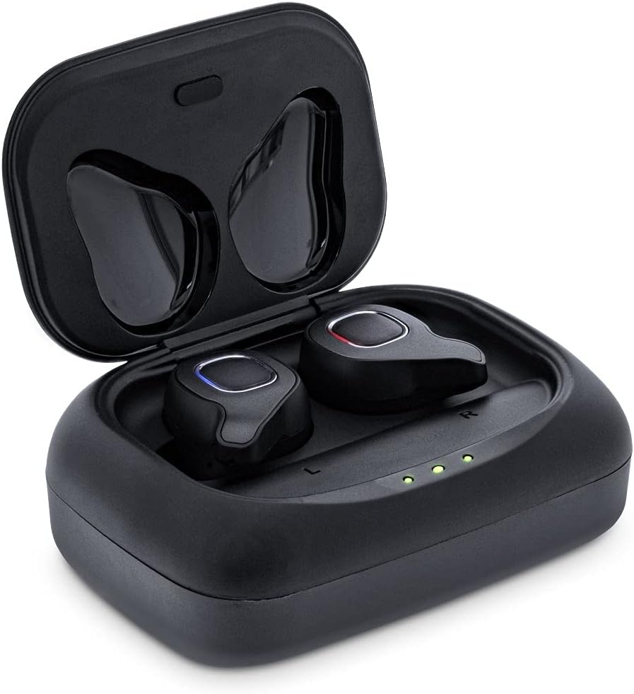 InLine 55356T PURE Air TWS, Bluetooth In-Ear Kopfhörer mit True wireless Stereo, mit Qi-Case PowerBank, Schwarz, In-Ears: 27x23x23mm / Ladegehäuse: 76x54x30mm