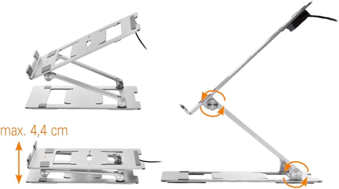 Laptop Ständer HT17L, Ergonomische Laptop-Halterung für den Schreibtisch, Notebook und MacBook Ständer kompatibel für 11-17 Zoll, Belüftet und Zusammenklappbar, Ständer-Halter für Laptop