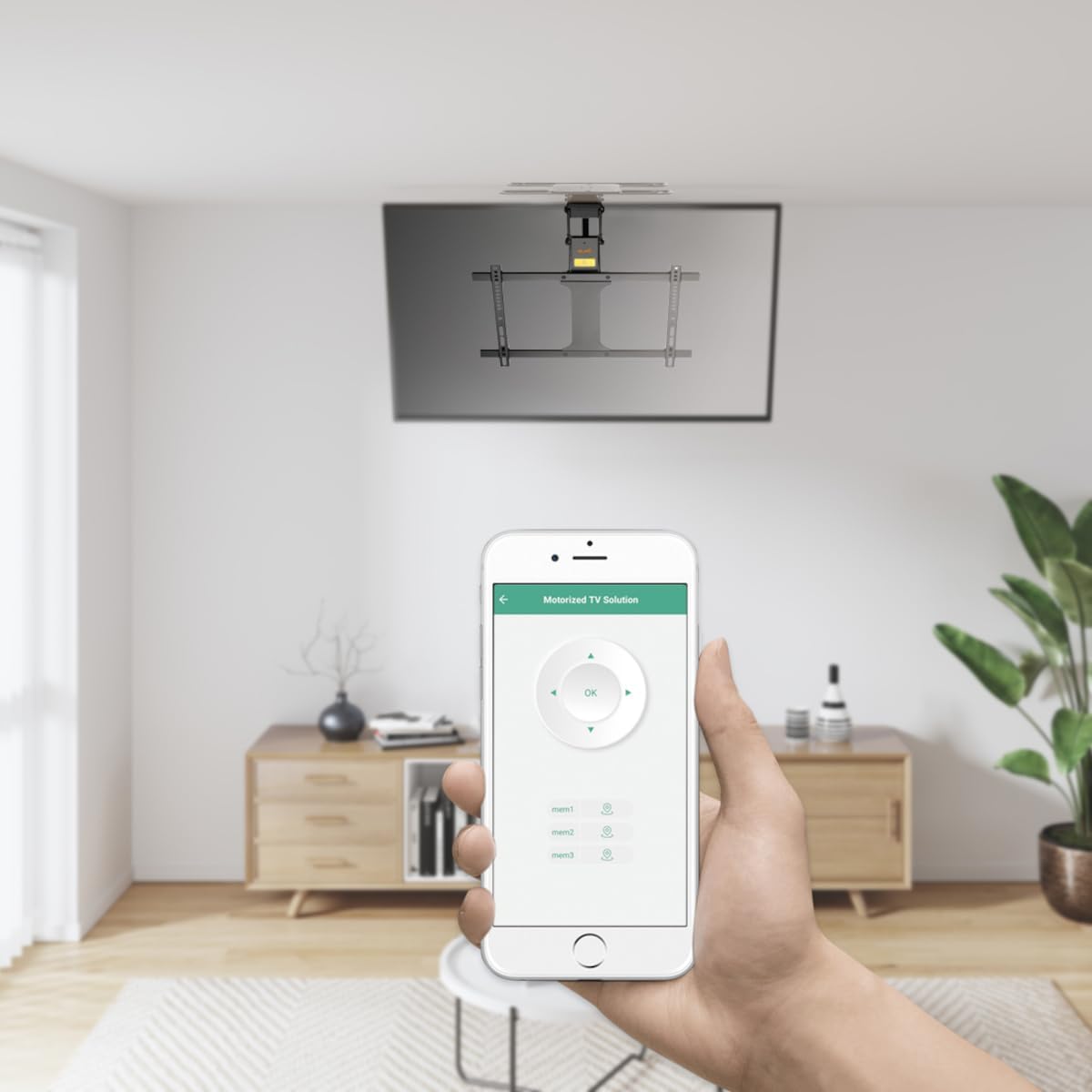 My Wall TV-Deckenhalterung HL47ML Motorisiert&Klappbar für Flachbildschirme mit Smart Home Steuerung für 32-75 Zoll, Belastung bis 35 kg mit 180° Drehfunktion