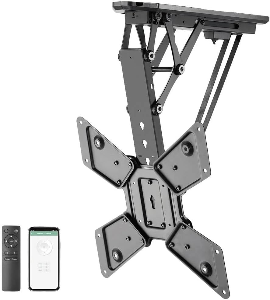 myWall Smart Home Deckenhalterung für Fernseher 23 Zoll bis 55 Zoll (58-140 cm), bis 35 kg, mit Funk-Fernbedienung, Smart Home Funktion, motorisiert