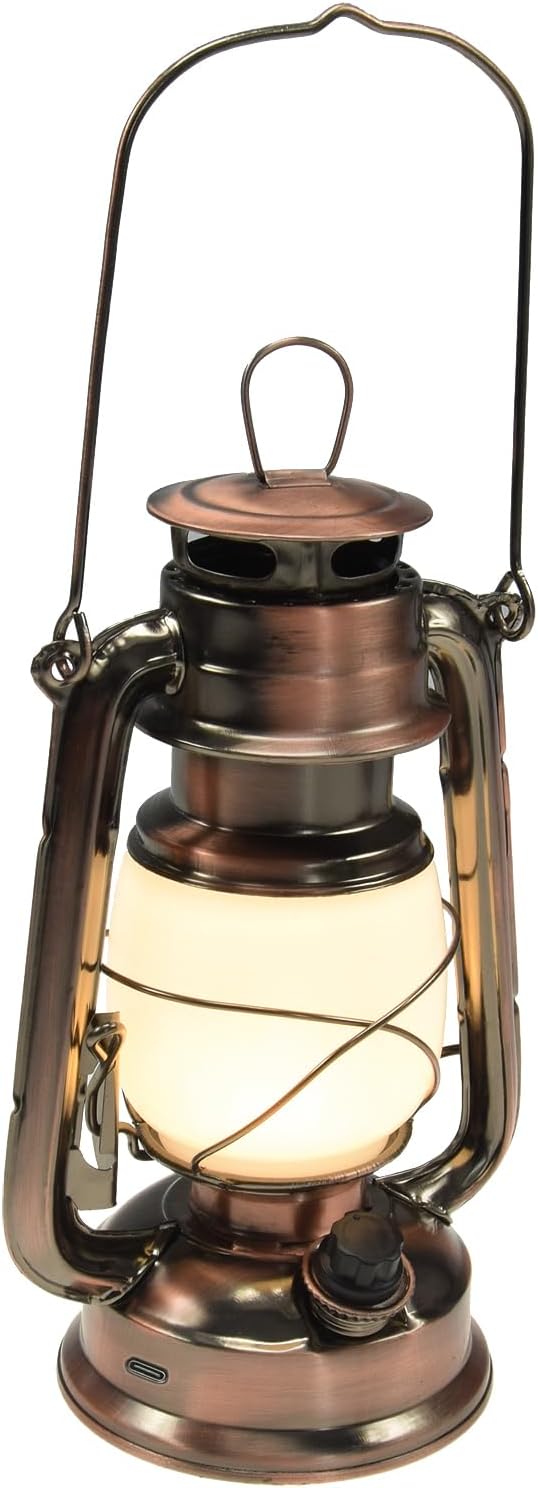 Campinglampe Akku USB-C wiederaufladbar 23cm Dimmbar Retro Gartenlaterne mit Bügel Warmweiß