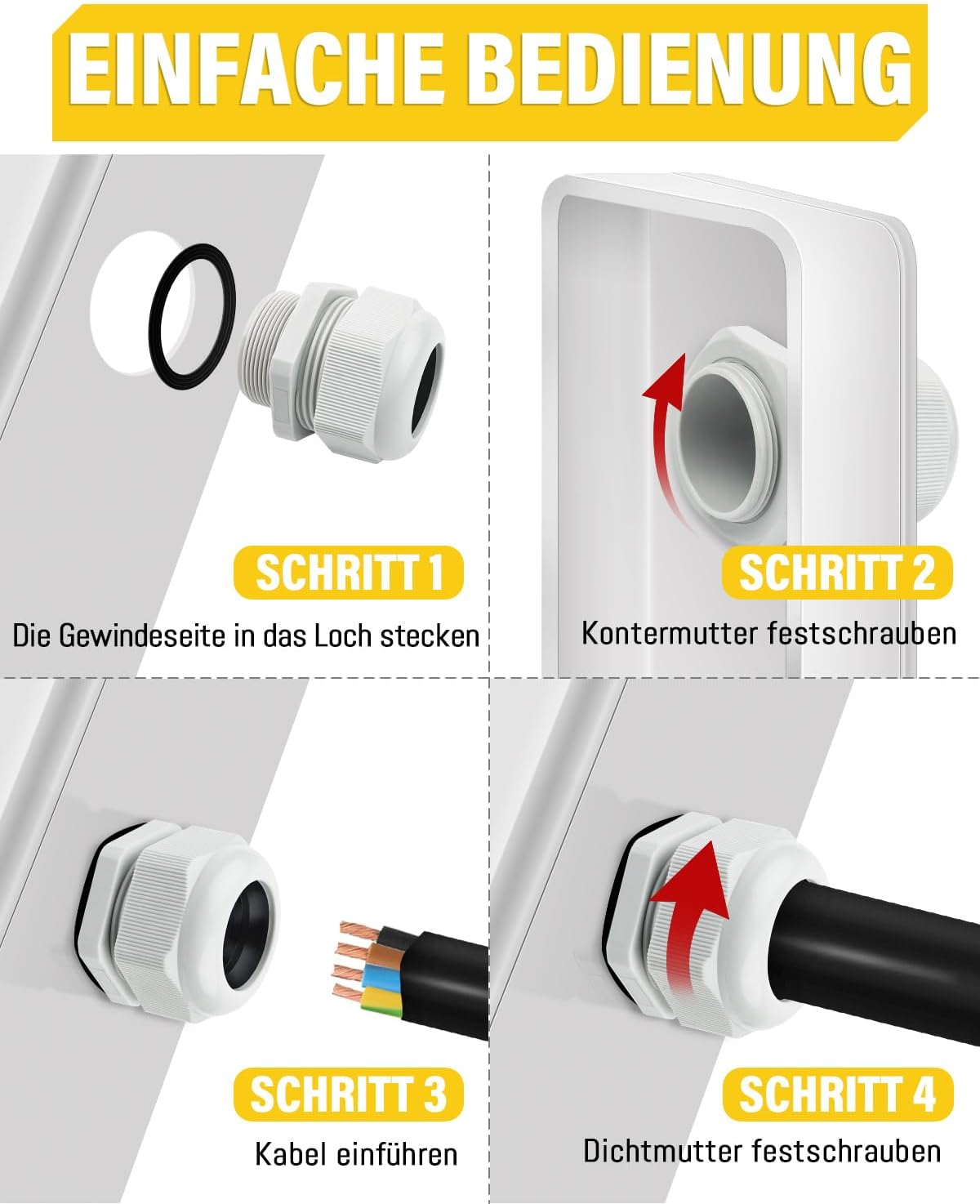 42 Stück Kabelverschraubung Set - Caianwin IP68 Kabeldurchführung Wasserdicht M12 M16 M20 M25 Verschraubung Set für Abzweigkasten,Verteilerkasten, Aufputz-Sicherungskasten,Wandverteiler