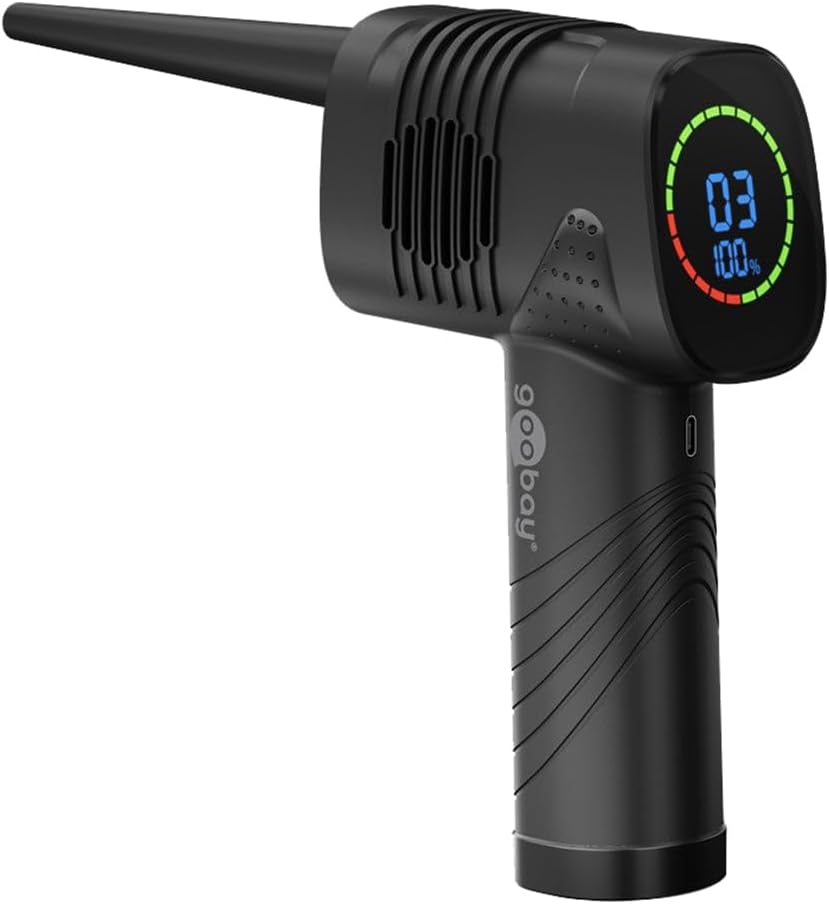 Elektrische Staubgebläse, 3 Stufen, 2.000 mAh Akku, 35.000 U/min, Wiederaufladbares Druckluftspray, bis 90 min Betriebsdauer, Reinigung für PC, Sofa, Tastatur, Auto, Sofa, LED Display