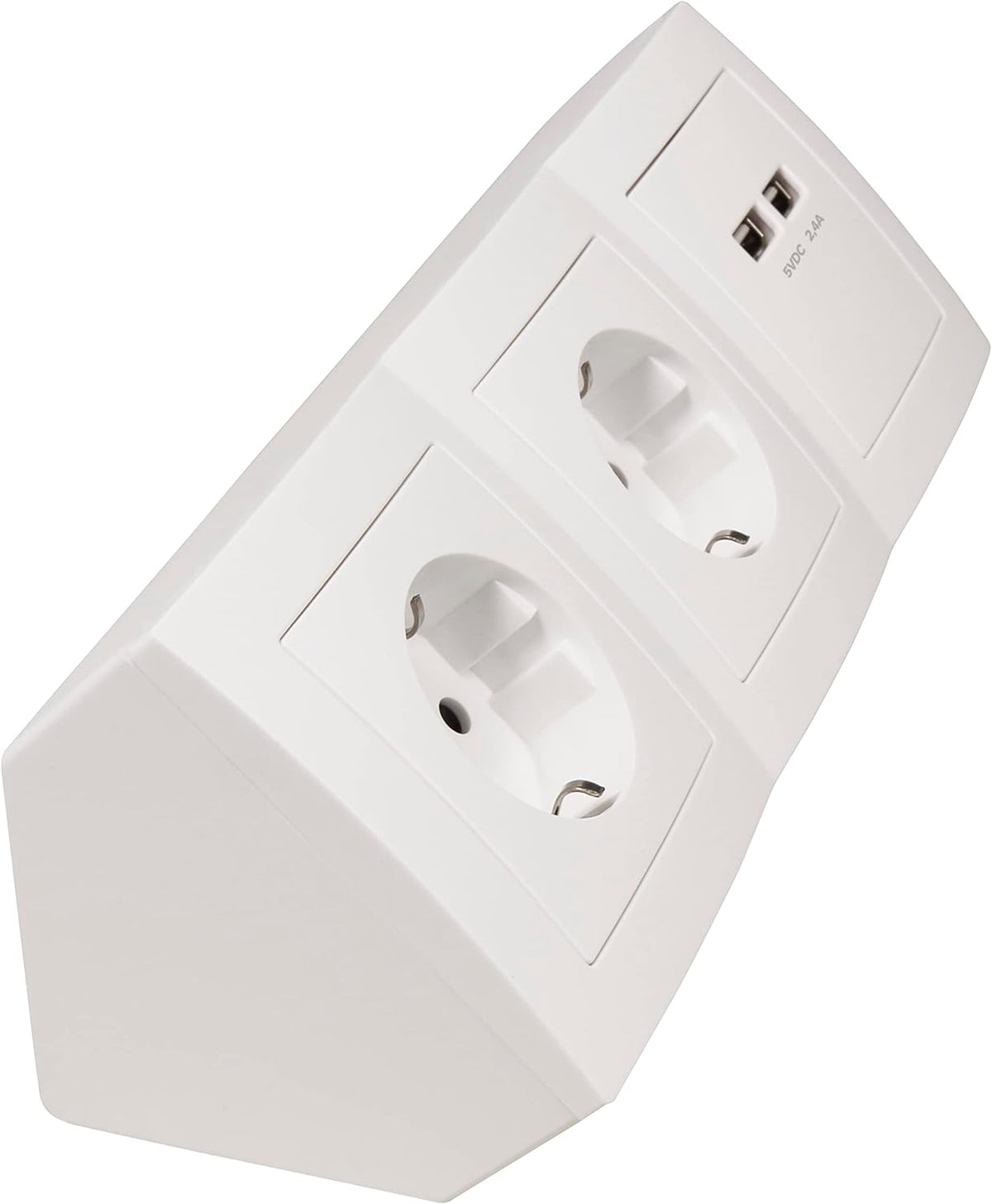 MC Power Steckdosenblock Unterbausteckdosen | Flair | 2-Fach Schutzkontaktsteckdosen + 2X USB, 15cm Kabel, 230V / 16A, Ecksteckdose Küchensteckdose Mehrfachsteckdose, weiß matt