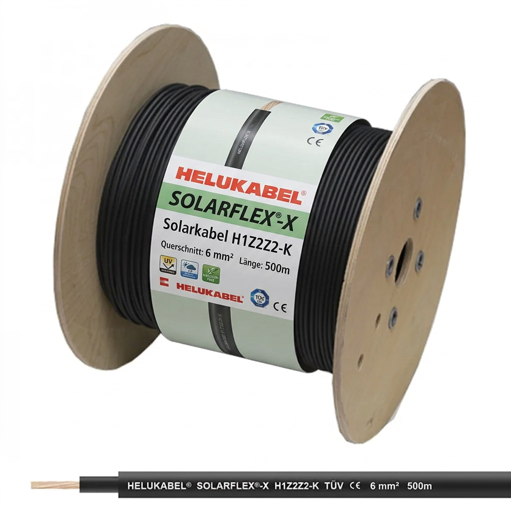 500m Solarkabel HELUKABEL SOLARFLEX®-X H1Z2Z2-K 6 mm² schwarz halogenfrei