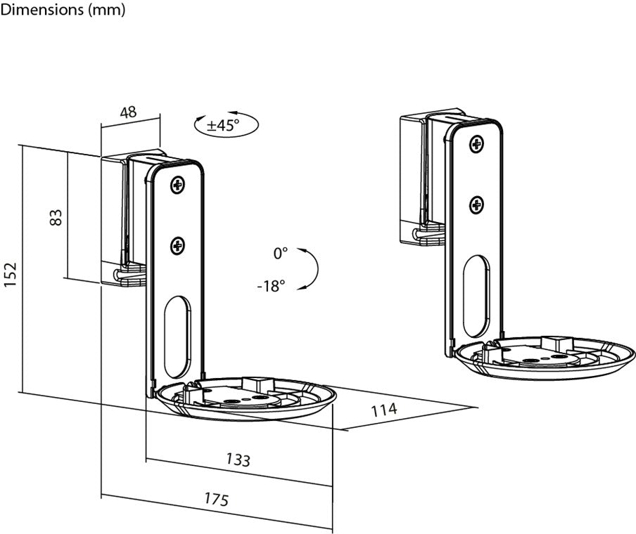 goobay Wandhalterung für Sonos Era 100 / Lautsprecher-Wandhalter bis 3kg / Schwenkbar & Neigbar / schwarz