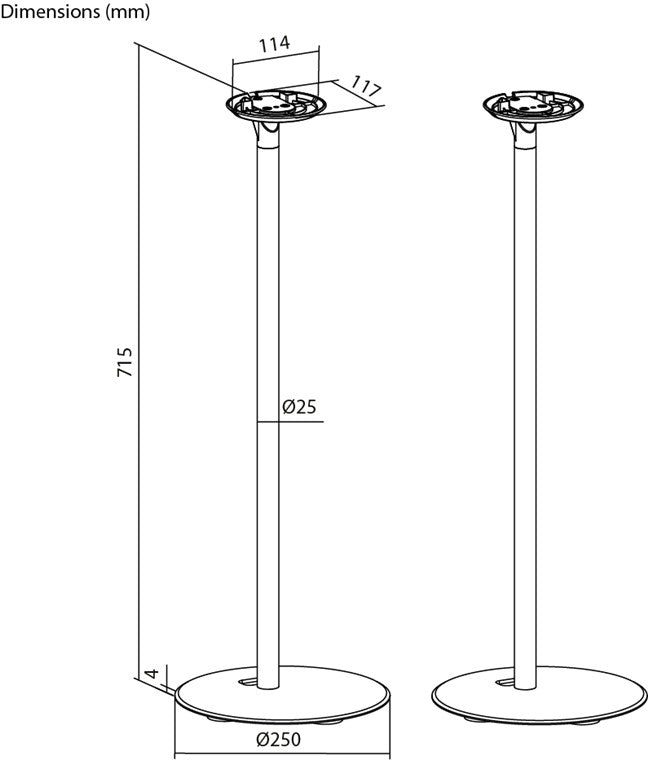 goobay Lautsprecherständer für Sonos Era 100 / Lautsprecherhalterung 3kg Tragkraft / Boxenständer mit Kabelmanagement / 71cm hoch / weiß