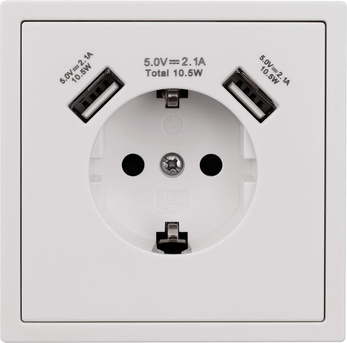 Schutzkontakt-Steckdose McPower ''Shallow'' 2xUSB-A - 5V/2,1A