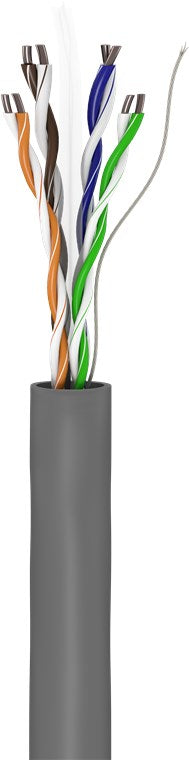 100m CAT 6 Netzwerkkabel, U/UTP, Grau - CCA, AWG 23/1 (solid), PVC