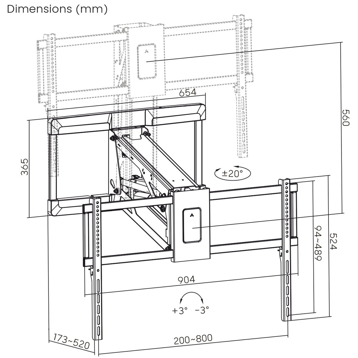 my wall Motorisierter TV Wandhalter – HP65L Smart Home, Fernbedienung & App-Steuerung, TV Wandhalterung elektrisch, für 43"-90" Bildschirme, 50kg Belastung, Höhenverstellbar, Schwenkbar