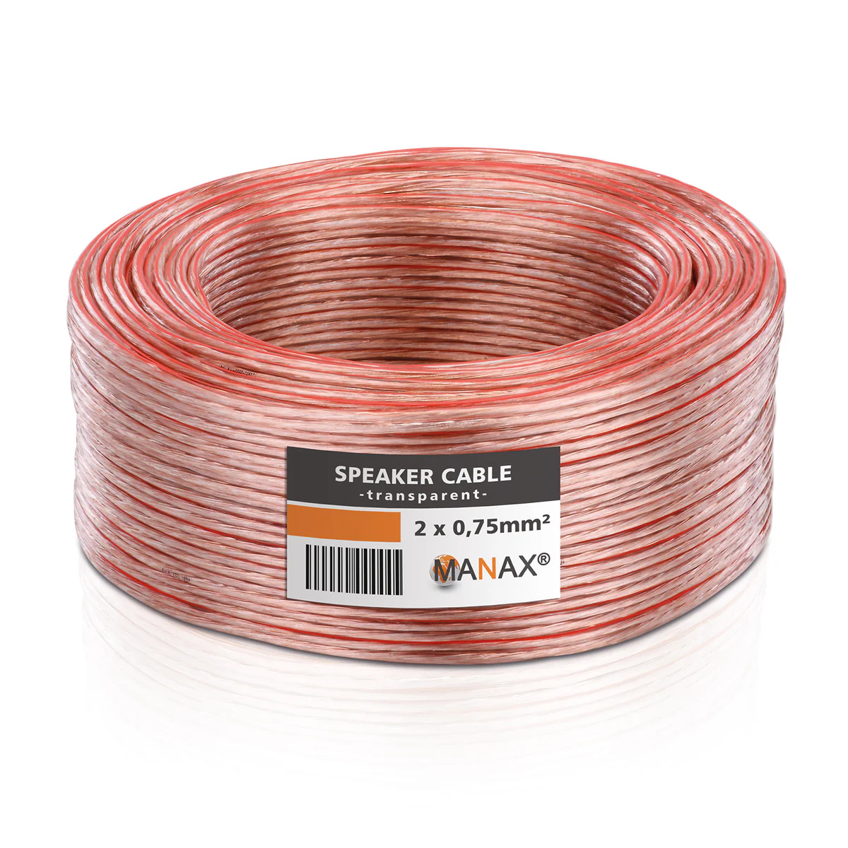 10m 2x0,75mm² Lautsprecherkabel CCA I Boxenkabel isoliert transparent mit Polaritätskennzeichnung I LS-Kabel als Meterware für Stereoanlage etc.