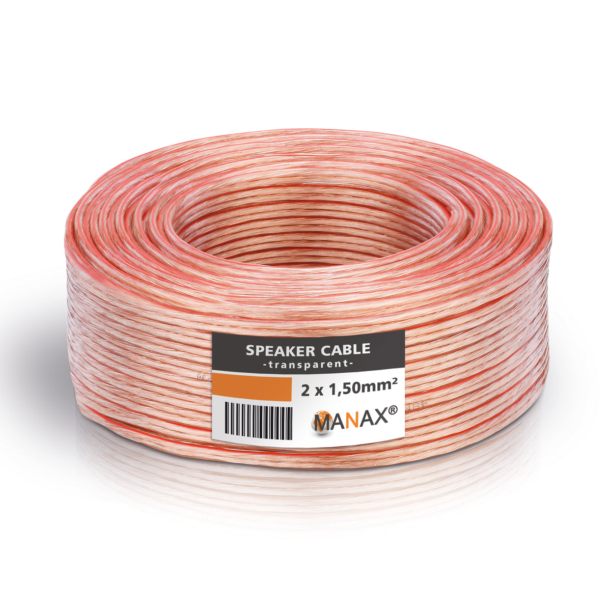 10m 2x1,5mm² Lautsprecherkabel CCA I Boxenkabel isoliert transparent mit Polaritätskennzeichnung I LS-Kabel als Meterware für Stereoanlage etc.