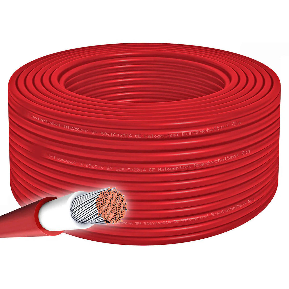 50m Solarkabel H1Z2Z2-K 4mm² Photovoltaik Kabel für PV Anlagen rot