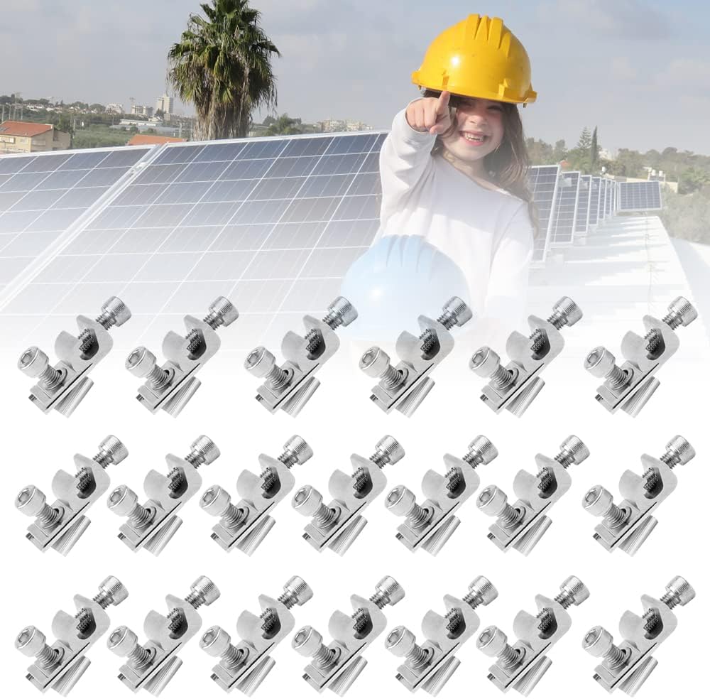 20 Stück Erdungsklemme Boden Solarpanel Erdungsclip Solarmodul Montage Halterung Endklemme Kit Befestigung Für Pv Module Für Solar System Erdungsösen Befestigungen Photovoltaikanlagen