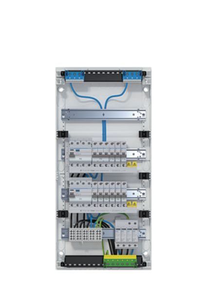 Hager Sicherungskasten | Aufputz | verdrahtet | Tür | 4x12PLE | 2x FI-Kreise | VA48BV1