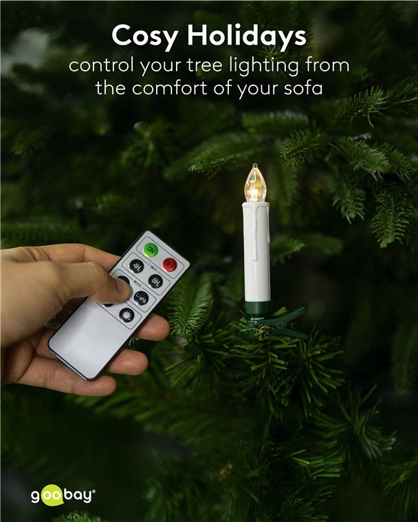 LED Weihnachtsbaumkerzen mit Klemmen, Fernbedienung und Timerfunktion, Christbaumkerzen, Baumkerzen, warmweiß (2600 K), dimmbar, 20er Set