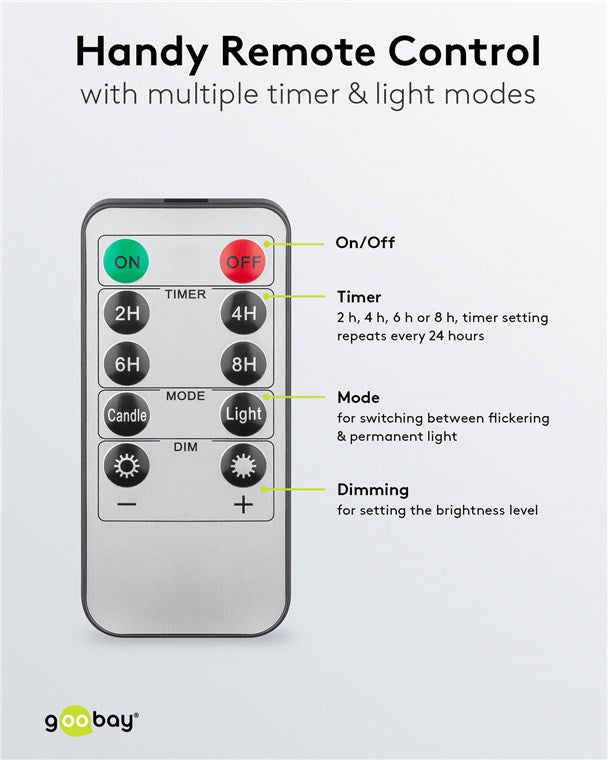 flammenlose Echtwachs LED-Kerzen 3er-Set mit realistischen Flammen, mit 10-Tasten Fernbedienung mit 2/4/6/8- Stunden Timer