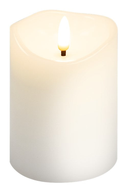 LED Kerzen Echtwachskerze Weiß 7,5x10cm Mit Timerfunktion 3D-Docht Batteriebetrieben Warmweiß, Teelicht für Stilvolle Deko, Sicher Und Elegante Beleuchtung