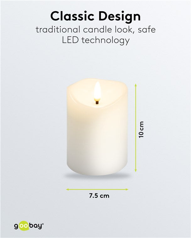 LED Kerzen Echtwachskerze Weiß 7,5x10cm Mit Timerfunktion 3D-Docht Batteriebetrieben Warmweiß, Teelicht für Stilvolle Deko, Sicher Und Elegante Beleuchtung