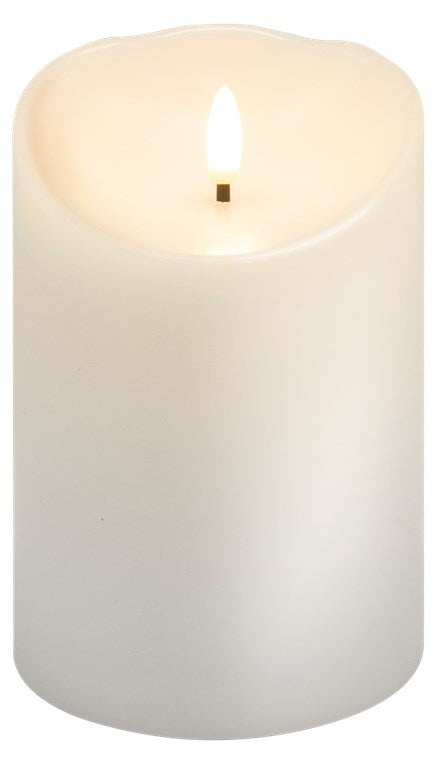 LED Kerzen Echtwachskerze Weiß 10x15 cm Mit Timerfunktion 3D-Docht Batteriebetrieben Warmweiß, Teelicht für Stilvolle Deko, Sicher Und Elegante Beleuchtung