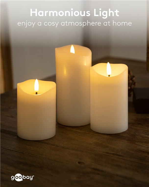 3er-Set LED-Kerzen mit Timerfunktion – weiß, batteriebetrieben, 3D-Docht, warmweiß (2700 K), stilvolle LED-Kerzen für Wohnzimmer, Esszimmer, Adventszeit, Tischdeko – sicher und elegant