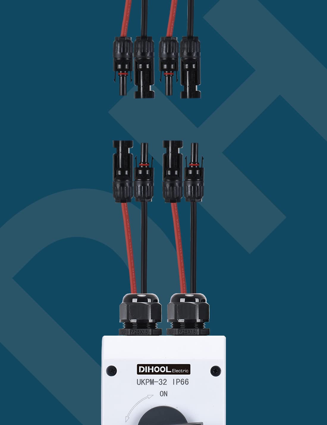 DC Trennschalter 2 Strings PV Anlage mit Generatoranschlusskasten Sicherungsautomat 32A IP66 Solar Trennschalter Anschlusskasten für Photovoltaik