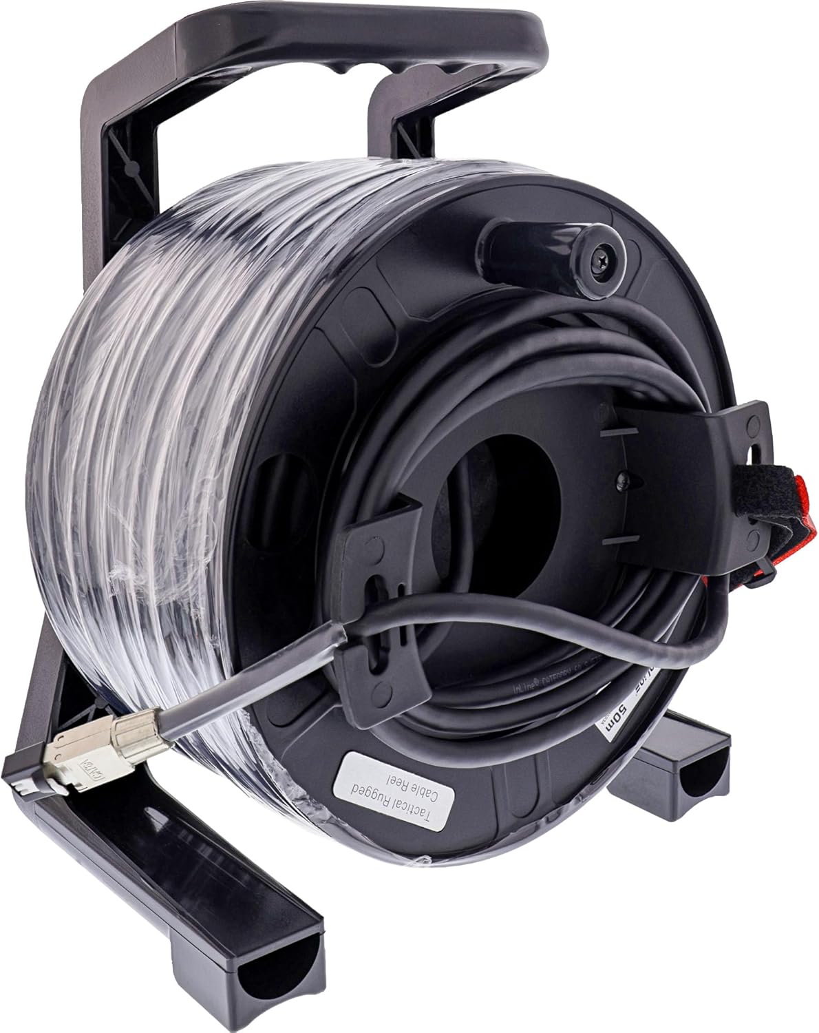 InLine Netzwerk-Kabeltrommel Outdoor Cat.6A, 90m, S/FTP PUR-Kabel, RJ45, IP67, PoE++ tauglich, UV-beständig, Abriebfest