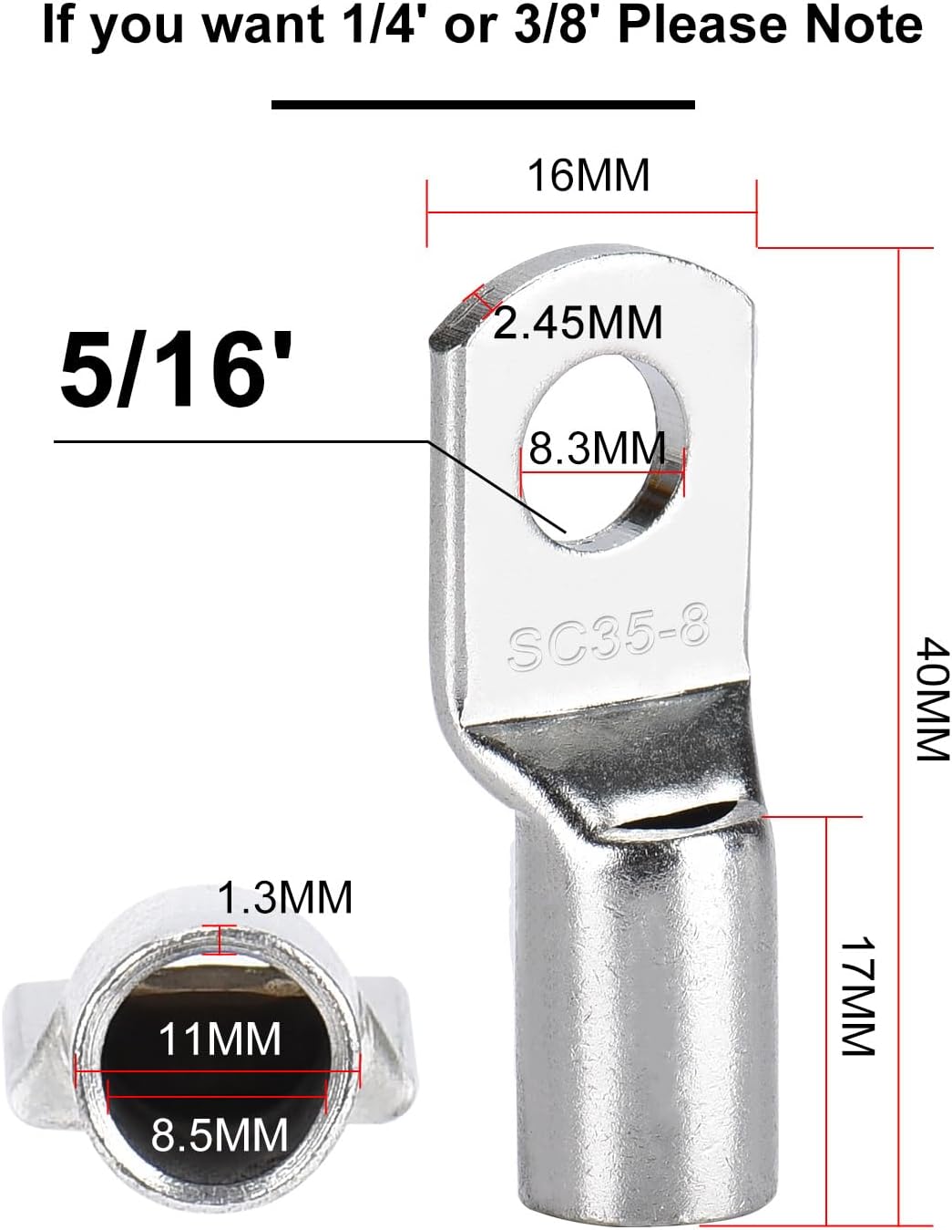 30cm Batteriekabel 25mm² M8 4AWG Silikonkabel Flexibel Hitzebeständiges