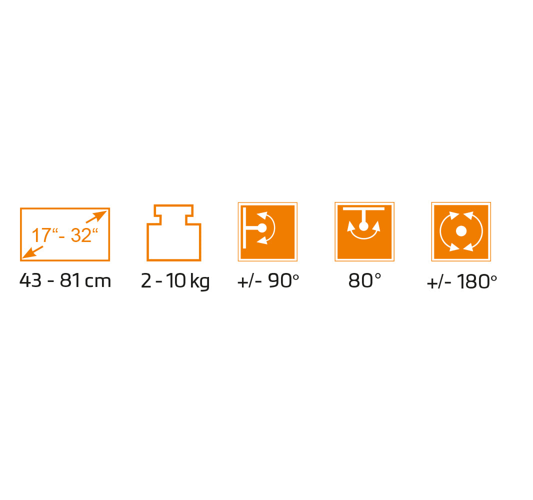 myWall HL17WL Tischhalter Tischständer für Flachbildschirme Monitor 17“ - 32“ (43 - 81 cm), weiß