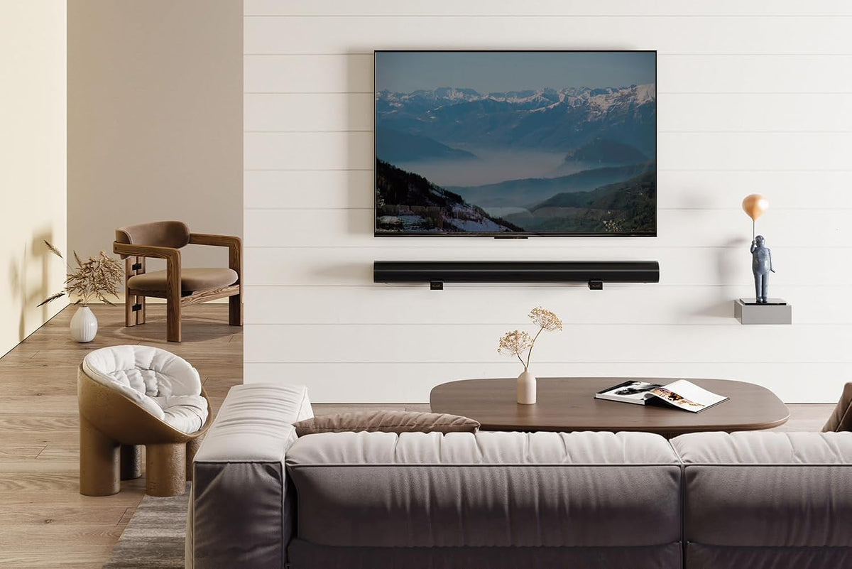 myWall Soundbar HZ30L, Universale Soundbar Wandhalterung mit Einer Tiefe von 8,9 – 15,5 cm, Wandhalterung Lautsprecherboxen mit rutschfeste Eva-Pads, bis max. 15 kg