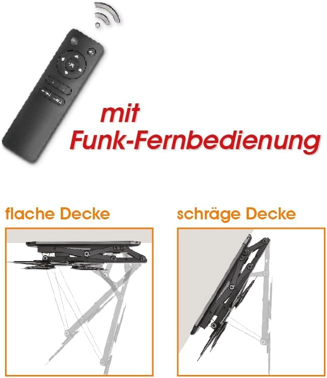 myWall my Wall HL40MWL klappbarer motorisierter Deckenhalter mit Fernbedienung für TV und Flachbildschirme 23-55 Zoll (58 cm - 140 cm) VESA, weiß