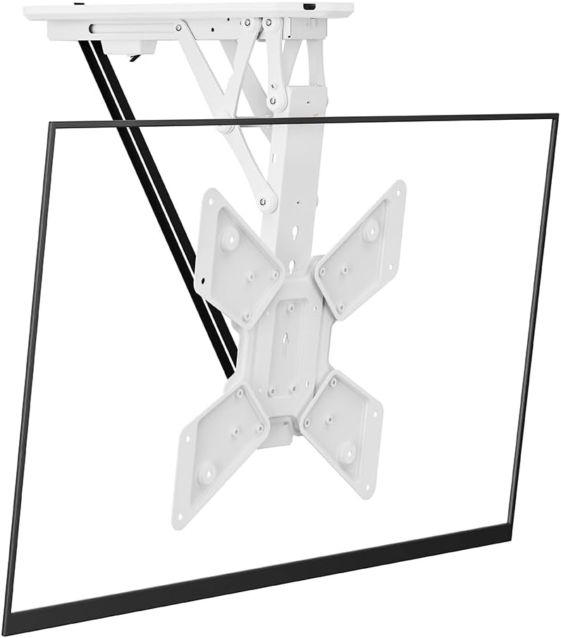 myWall my Wall HL40MWL klappbarer motorisierter Deckenhalter mit Fernbedienung für TV und Flachbildschirme 23-55 Zoll (58 cm - 140 cm) VESA, weiß