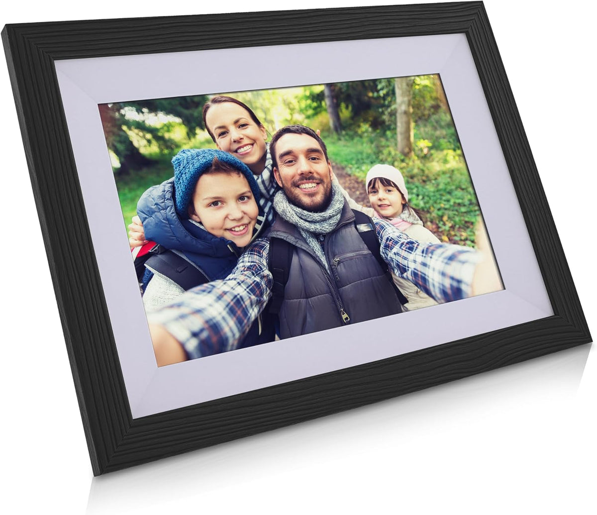 Digitaler Bilderrahmen, WiFRAME 2, FRAMEO, inkl. 3 Wechselrahmen, Walnussholz, WiFi, 10,1 Zoll mit Touch-Funktion, 1920x1200, 16GB Speicher, Teilen Sie Ihre Momente sofort von überall