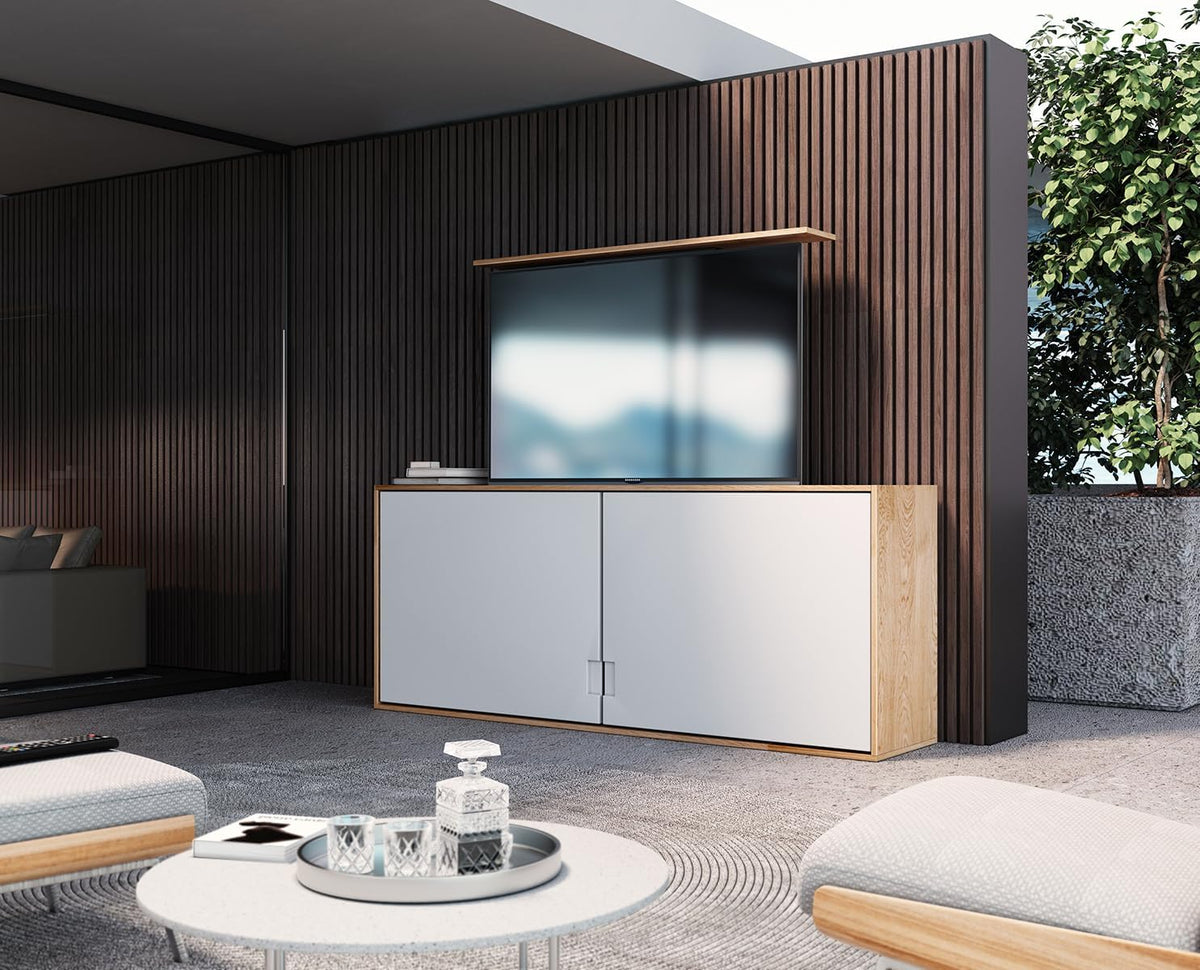 MyWall HP63-2 Motorisierter TV Einbaulift Einbauschrank für Möbel TV 37-80 Zoll (mit Fernbedienung, für 81-140cm TVs, max. 60kg Belastbarkeit)