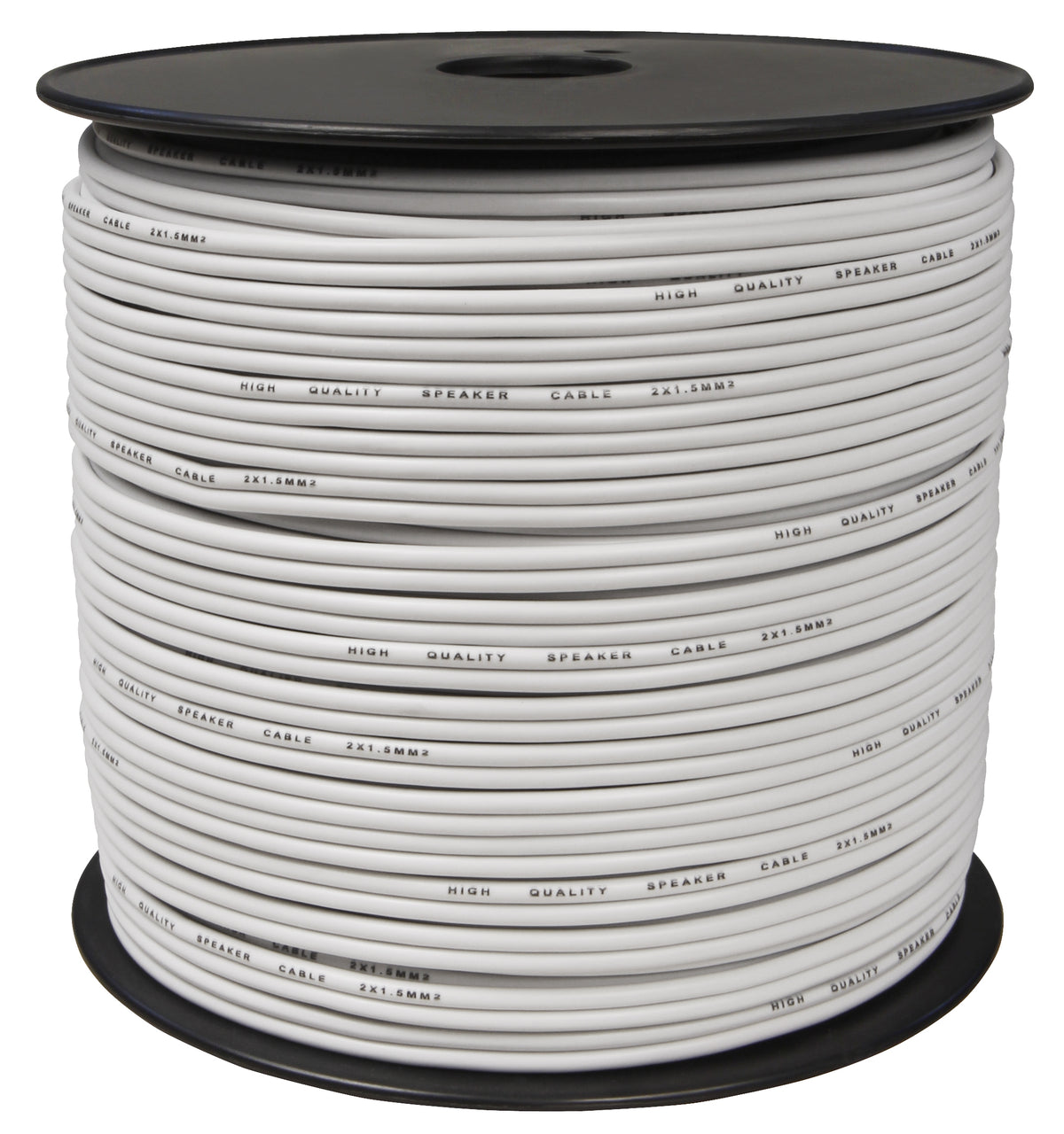 MANAX Lautsprecherkabel weiß 2x 1,50mm² – 100 Meter Spule | CCA-Kupfer Boxenkabel für klaren Sound bei HiFi, Heimkino und Car-HiFi mit Polaritätskennzeichnung
