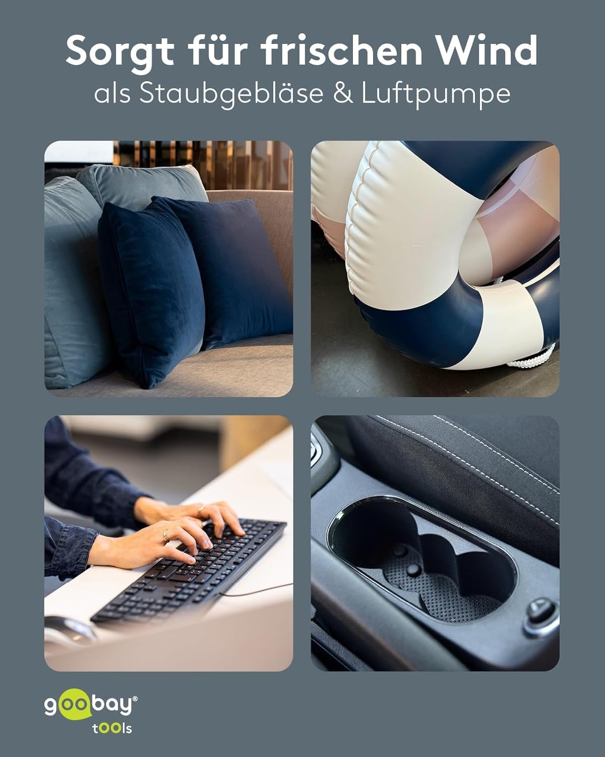 Staubgebläse Advanced mit 3 Stufen, 6.000 mAh Akku, 110.000 rpm, bis 80 min Betriebsdauer, inkl. 8 Aufsätze zum Entfernen von Staub auf Tastaturen, im PC, im Sofa, Autointerieur