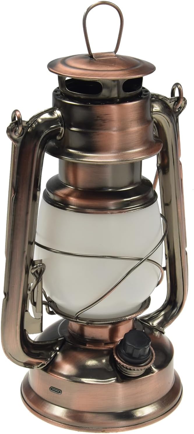 Campinglampe Akku USB-C wiederaufladbar 23cm Dimmbar Retro Gartenlaterne mit Bügel Warmweiß