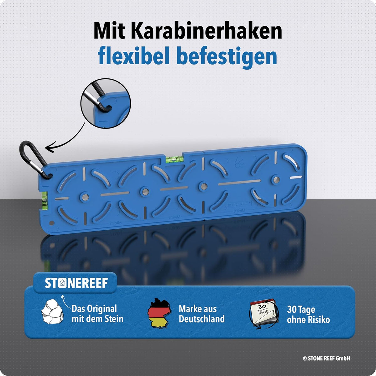 Bohrschablone Steckdose 68mm mit Wasserwaage – Bohrhilfe für Unterputzdose & Hohlwanddose – Blau/Grün – Schablone für Elektriker im Trockenbau – Steckdosen exakt ausrichten & bohren (Bohrschablone)