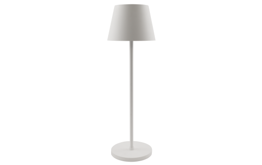 ROLF KERN LED Tischlampe | CLUB 38cm | Aufladbarer Akku Tischleuchte ohne Kabel, dimmbar per Touch, IP54 für Innen und Außen geeignet 2700K warmes Licht mit USB Ladekabel weiß [Energieklasse G]