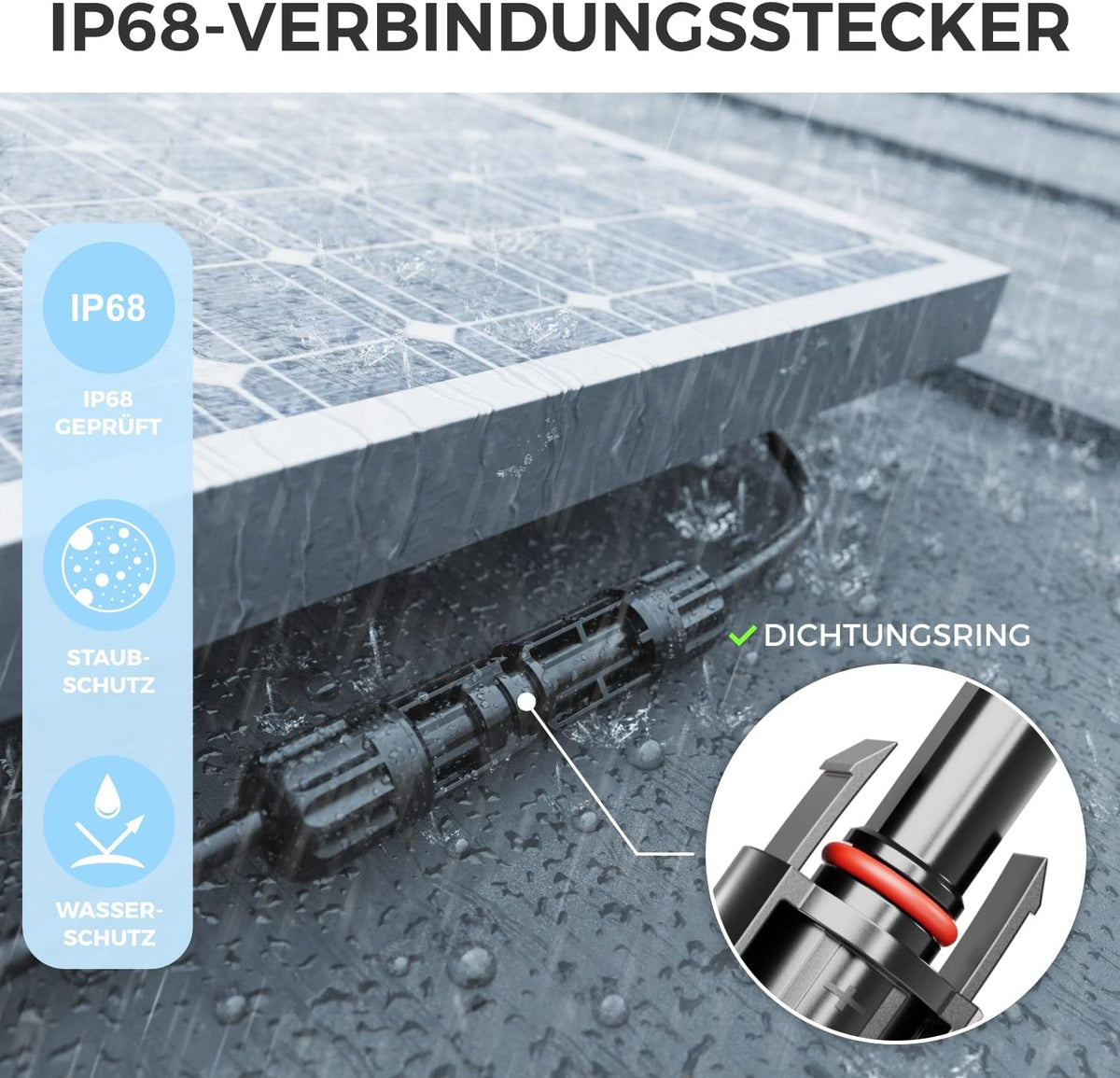 25m PV4 Solarkabel Verlängerung Set 6mm² für Photovoltaik-Anlagen - Verlängerungskabel für Serielle & Parallele Verkabelungen - 1kV AC 1,5kV DC - Wetterfest UV-Beständig IP68 - Rot & Schwarz