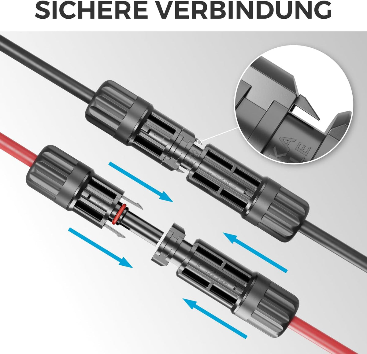 50m PV4 Solarkabel Verlängerung Set 6mm² für Photovoltaik-Anlagen - Verlängerungskabel für Serielle & Parallele Verkabelungen - 1kV AC 1,5kV DC - Wetterfest UV-Beständig IP68 - Rot & Schwarz