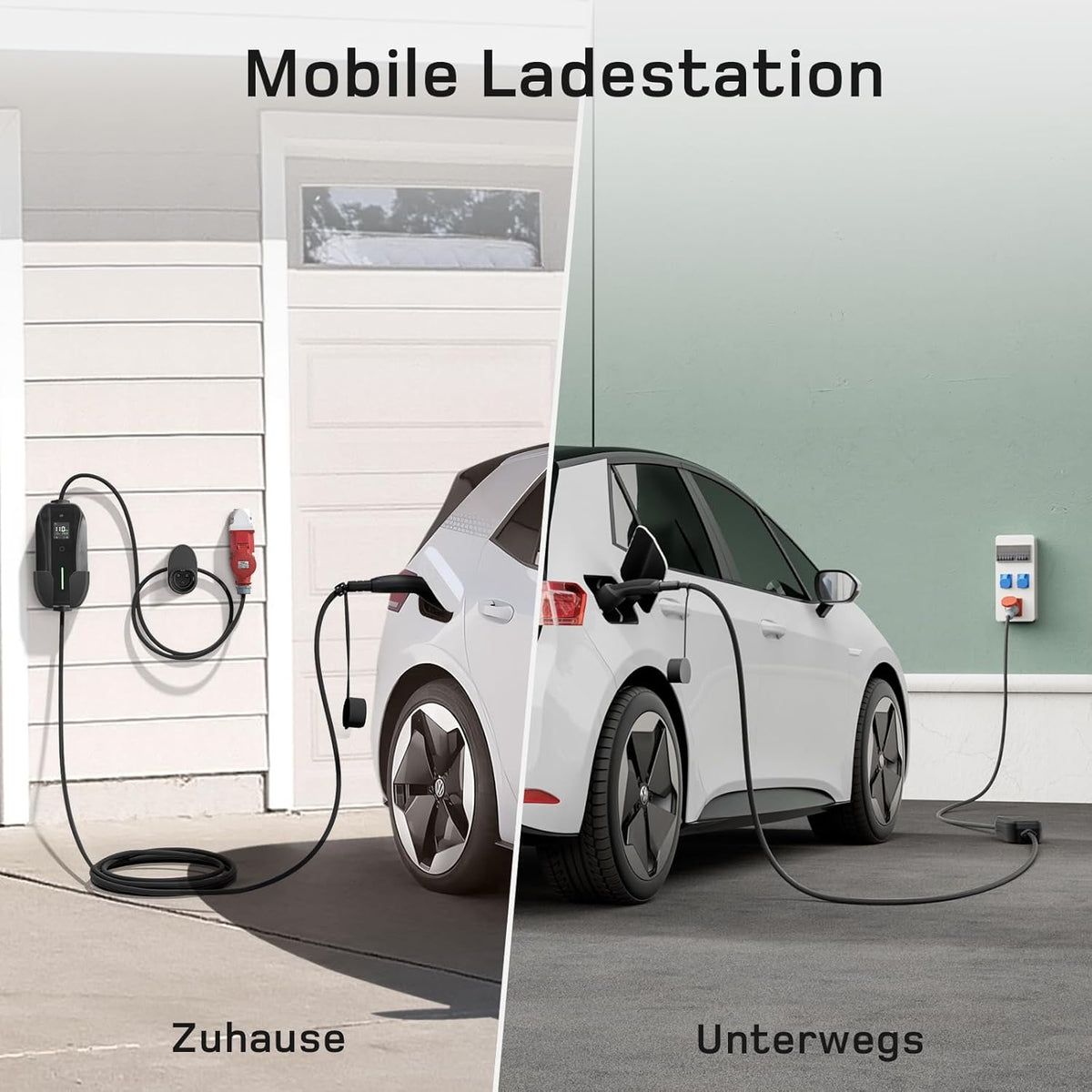 Mobile Wallbox / Ladestation 11kW [3-phasig | 25m | 6-16A] mit Einstellbarer Ladeleistung, Ladekabel CEE 16A auf Typ 2 und EV Ladegerät für Model Y/3, ID.3/4/5, MG4, EX30, e-up, e-tron, Zoe und andere EV