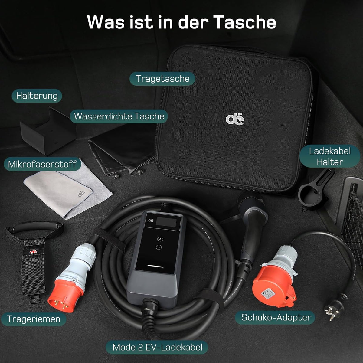 Mobile Wallbox/Ladestation 22kW Mit App [3-phasig | 25m | 6-32A] mit Stromzähler, Ladekabel CEE 32A auf Typ 2 und EV Ladegerät für Model Y/3, ID.3/4/5, MG4, EX30, e-up, e-tron und andere EV/PHEV