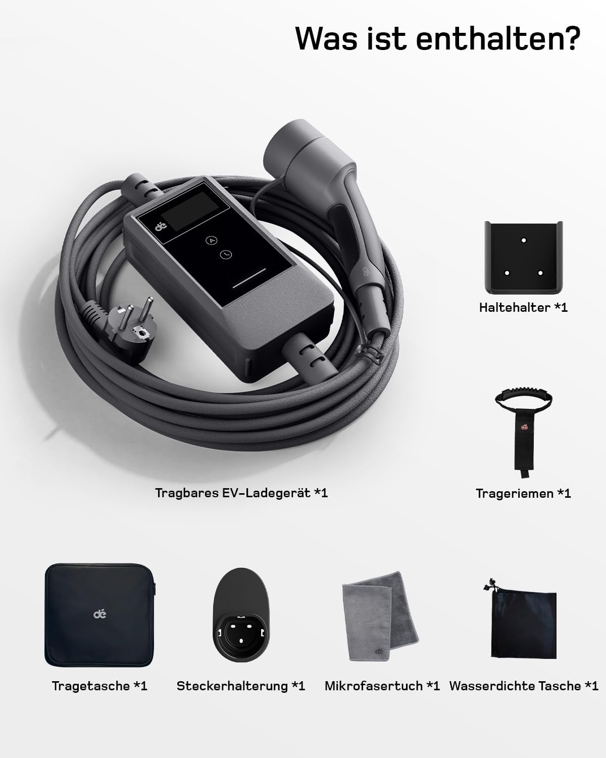 Typ 2 Ladekabel Schuko mit APP 3,7kW [10m, 6-16A, 1-phasig] Ladekabel Typ 2 Schuko mit Fernsteuerbarer Leistung - EV Charger 3,7kW für e Auto ID.3/4/5/7, Model Y/3, ENYAQ und Anderen PHEV/EV