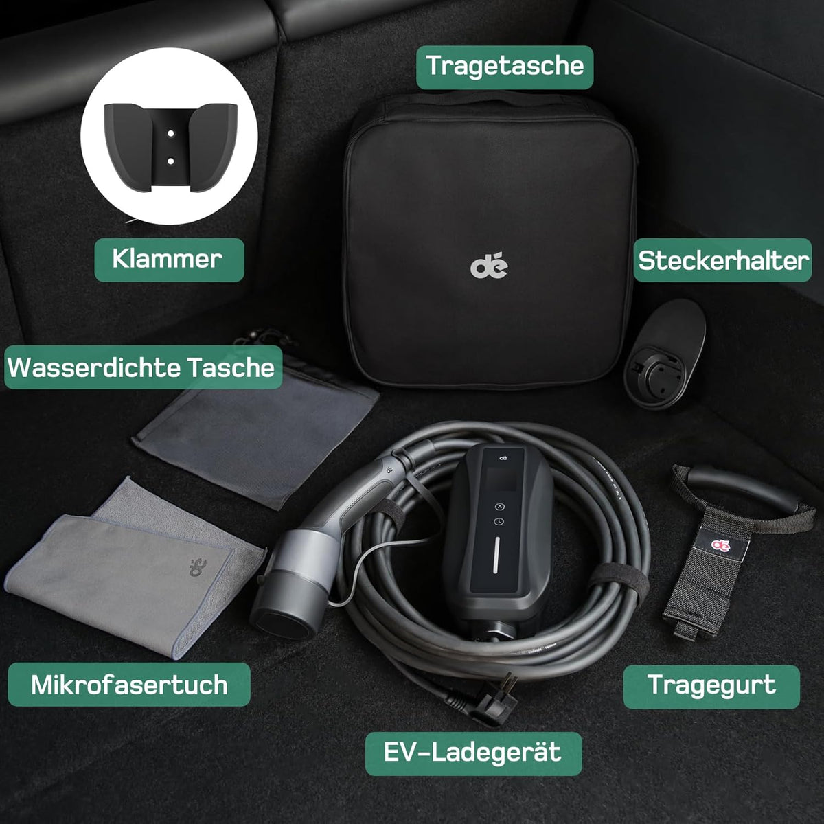 Ladekabel Typ 2 Schuko 3,68kW [1-phasig, 25m, 6-16A] EV Chargers mit Steuerbarer Digitalanzeige für Elektroauto, Ladekabel e Auto für Model 3/Y, ID.3, ID.4, ID.5, MG4, Q4, Gla und Anderen PHEV/EV | Ladekabel e Auto, für Elektroauto, mit Steuerbarer Digita