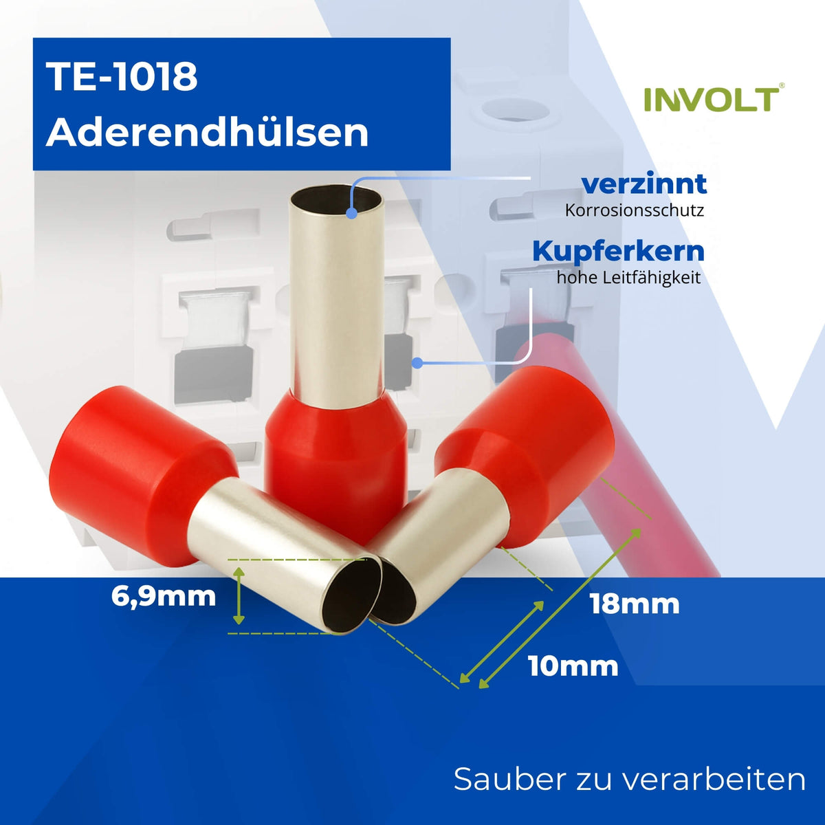 H07V-K 10 mm² Verdrahtungsleitung Set, 5x je 1m Einzelader Schwarz, Blau, Braun, Grau, Grün-Gelb + Zubehör