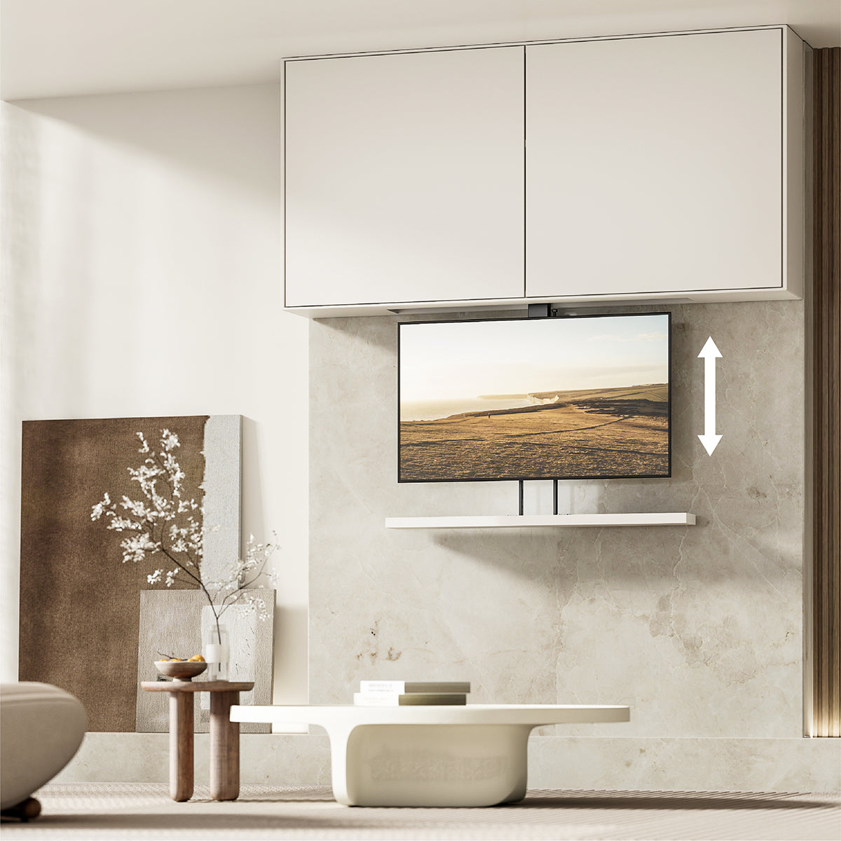MyWall HP66-1 elektrischer TV Lift zum hochfahren & herunterlassen 32-48" Bildschirme (mit Fernbedienung, für 81-122cm TVs, max. 60kg Belastbarkeit)