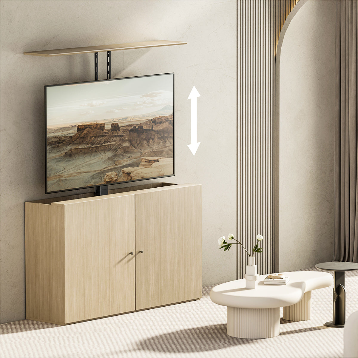 MyWall HP66-1 elektrischer TV Lift zum hochfahren & herunterlassen 32-48" Bildschirme (mit Fernbedienung, für 81-122cm TVs, max. 60kg Belastbarkeit)