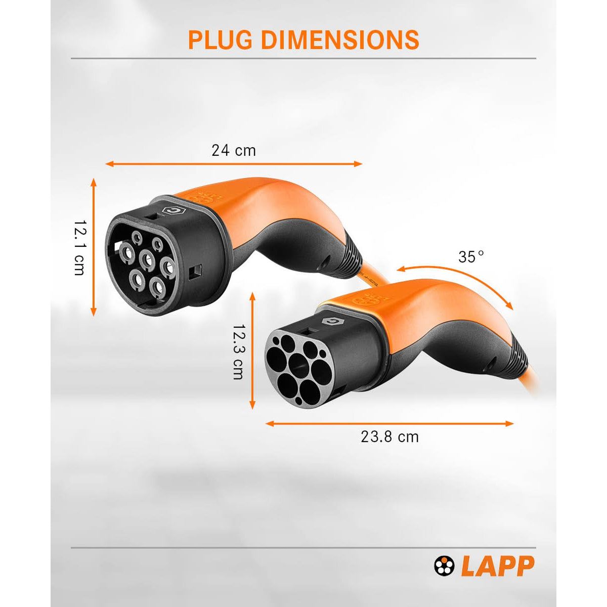 Lapp MOBILITY Helix Typ 2 Ladekabel 22 KW / 5m / Selbstaufrollend / 32 A / 3-Phasig / E-Auto Ladekabel/ Mode 3 / m Orange